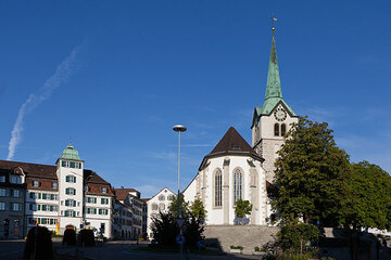 Appenzell-Ausserrhoden Staat - Obstmarkt mit Haus Tannenbaum, Wetterhaus & Ref. Kirche in Herisau